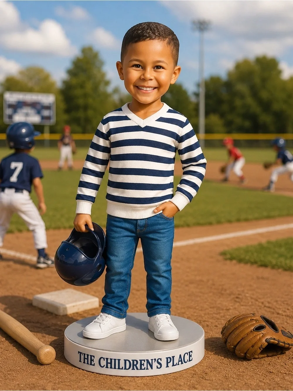 The Children’s Place Boy’s V-Neck Sweater. Blue, Gray, White. Boy’s Large